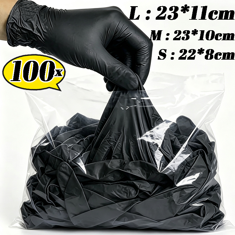 Kitchen Gadgets Novelty - 2/100PCS 일회용 검은 장갑 고탄성 PVC