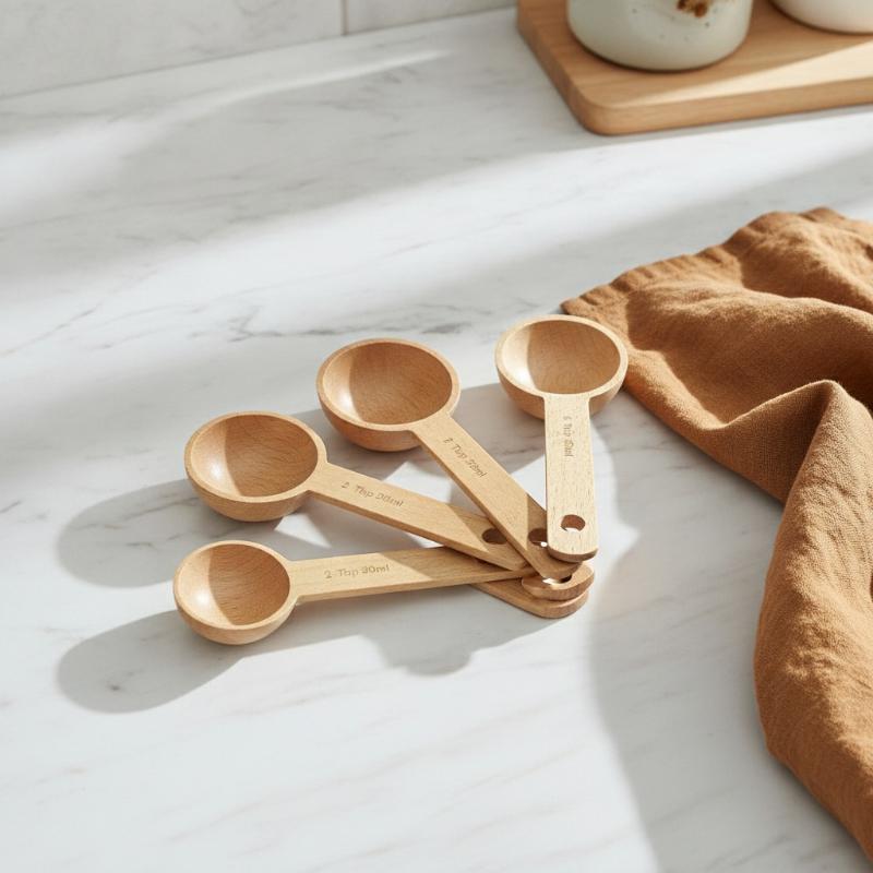 Kitchen Gadgets For Chefs - 나무 계량 스푼 7.5-45ML 휴대용 너도밤나무