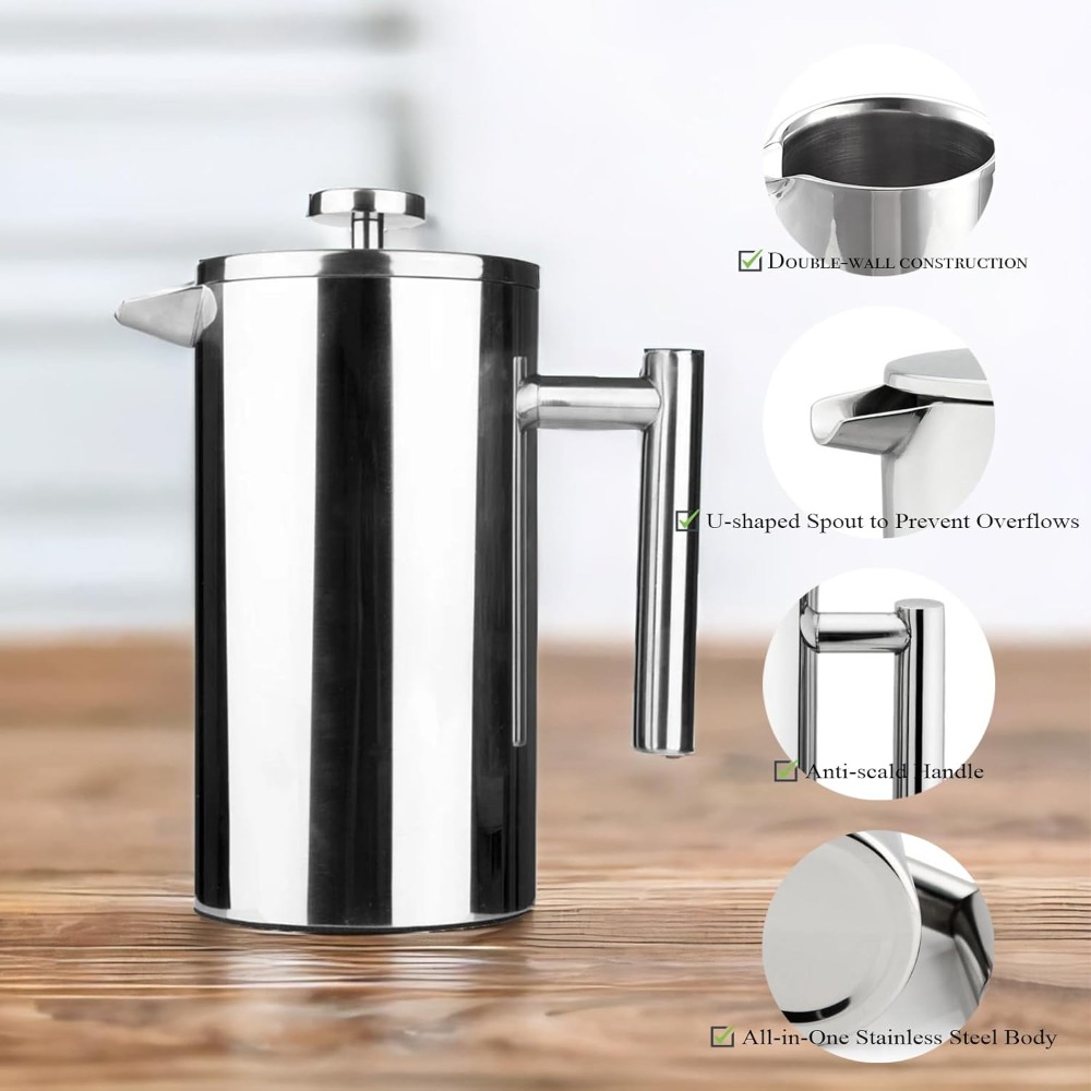 French Press Coffee Maker - 프렌치 프레스 커피 메이커, 304 스테인리스