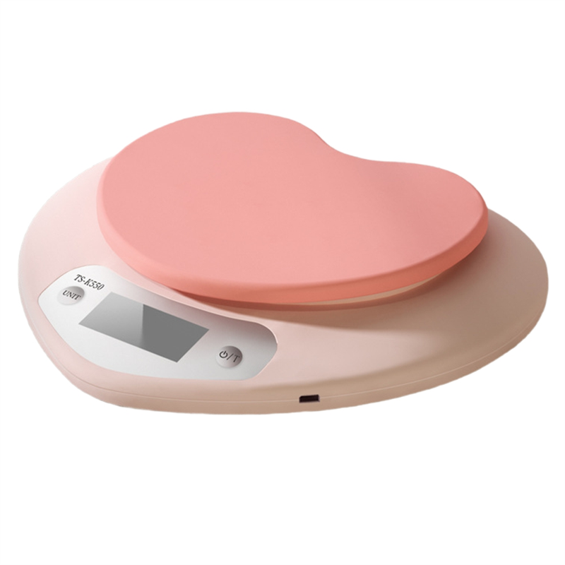 Digital Kitchen Scale - ABBZ-휴대용 핑크 하트 모양 디지털 주방