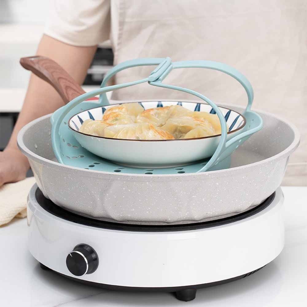 Silicone Steamer Basket - 긴 손잡이 실리콘 찜기 바구니 재사용