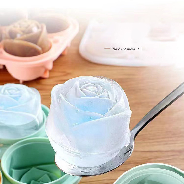 Kitchen Gadgets Website - 3D 로즈 아이스 몰드 4 홀