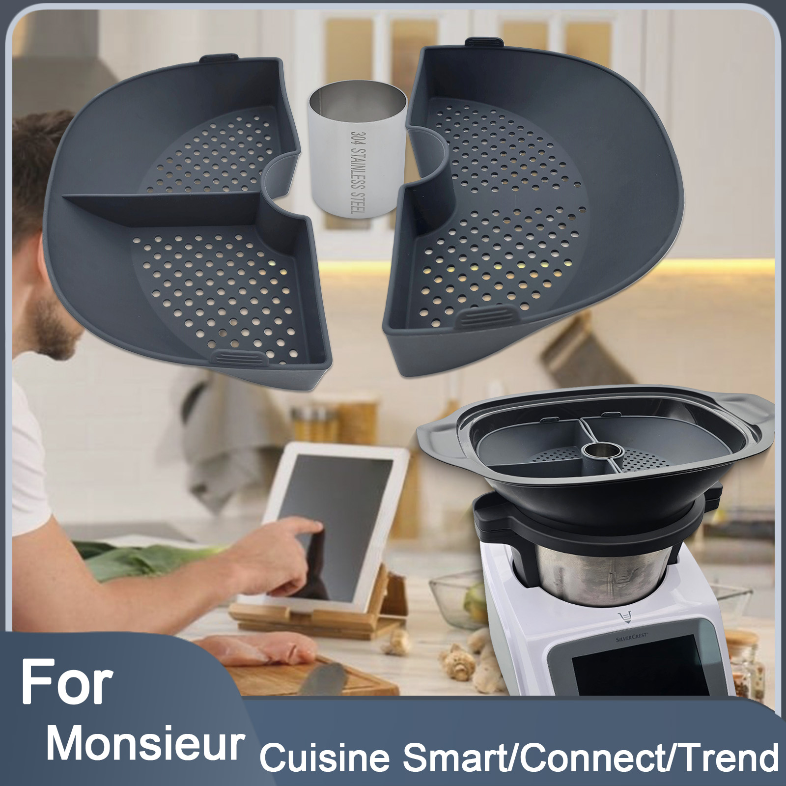 Silicone Steamer Basket - 몬슈어 쿠진 스마트/커넥트/트렌드용 실리콘 찜기 바구니