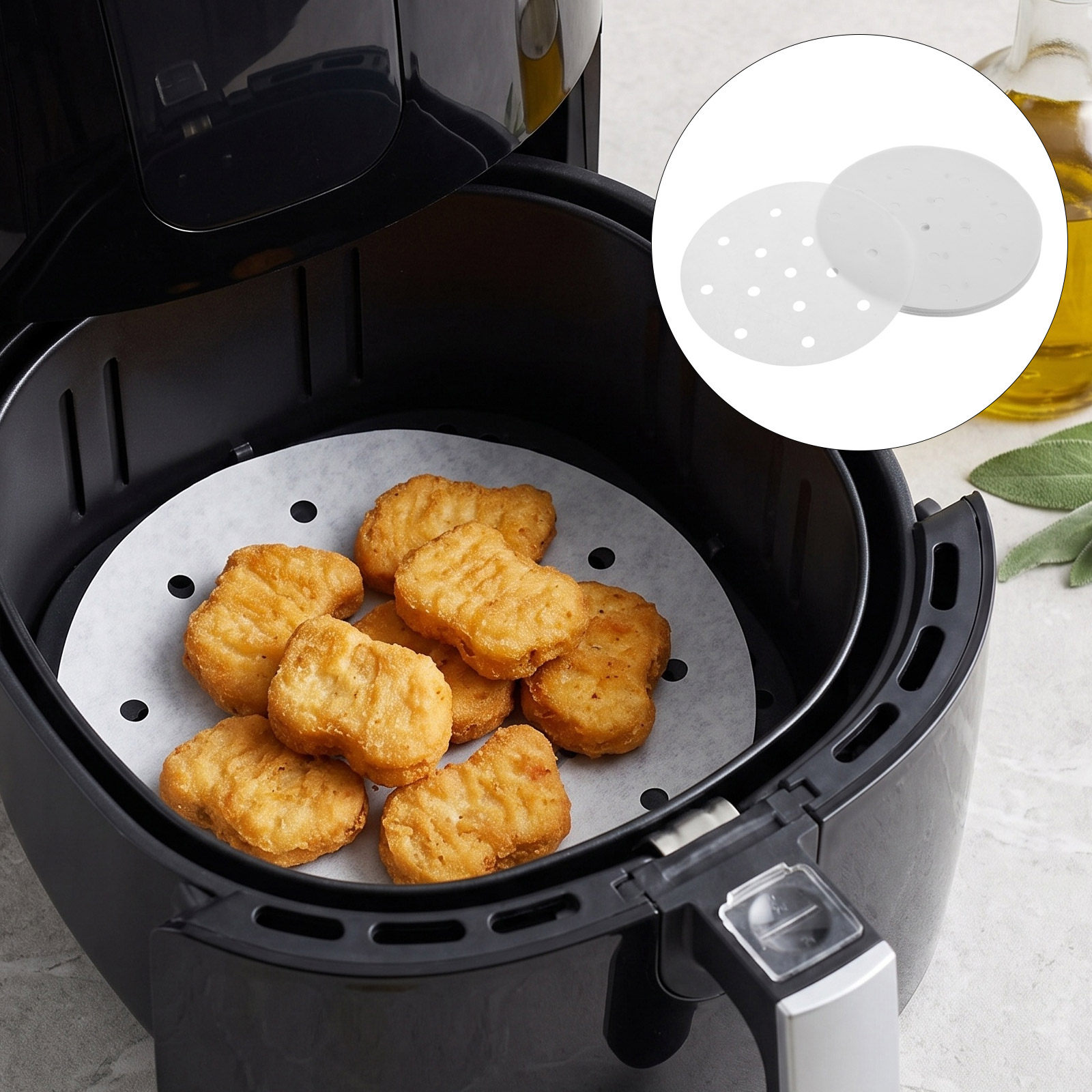 Silicone Steamer Basket - 300개입 원형 찜기 종이 라이너 논스틱