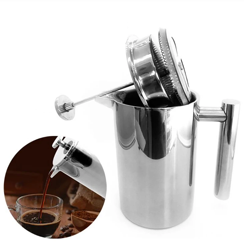 French Press Coffee Maker - 이중벽 단열 커피 포트 필터 내열