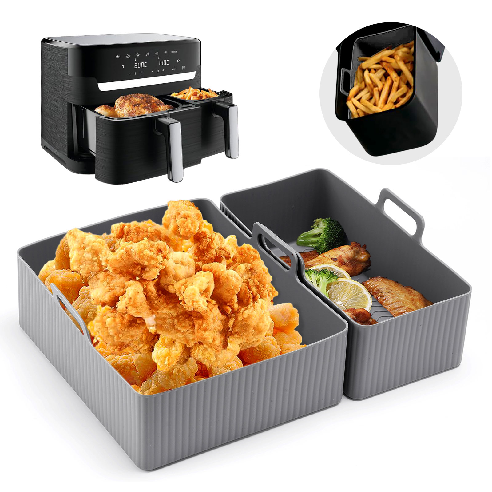 Silicone Steamer Basket - 2pcs 세트 실리콘 에어 프라이어 매트