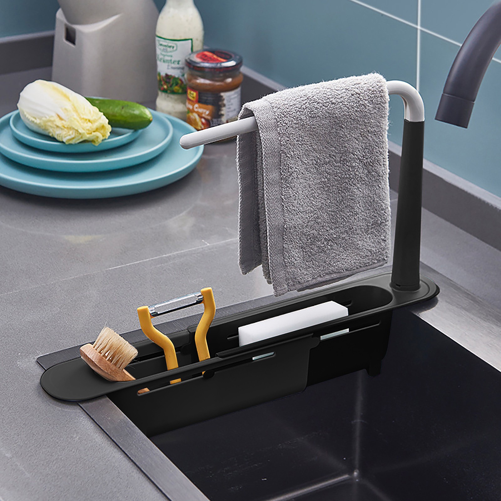 주방 정리함 비누 스펀지 거치대 수건 선반, 신축성 싱 - Kitchen Gadgets Must Have 리뷰 및 가격