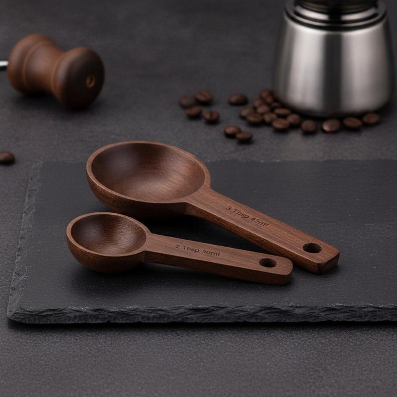 나무 계량 스푼 7.5-45ML 휴대용 너도밤나무 호두 - Kitchen Gadgets For Chefs 리뷰 및 가격