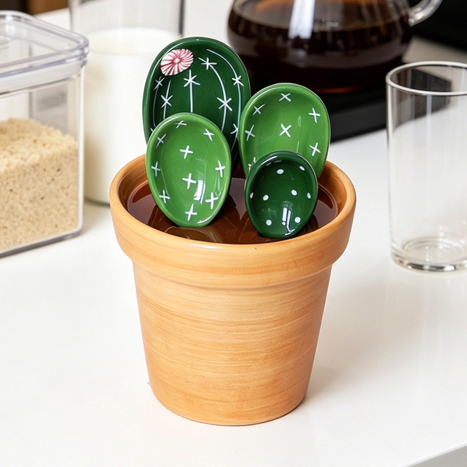 계량스푼 세트 4개 세라믹 선인장 모양 보관함 포함 소 - Kitchen Gadgets For Small Kitchens 리뷰 및 가격