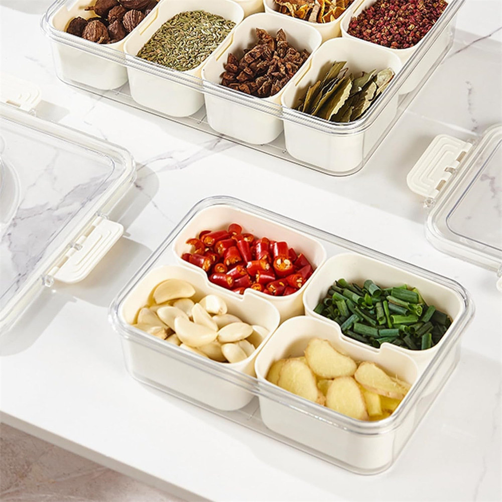 휴대용 식품 보관함, 스낵 보관함, 뚜껑이 있는 4칸, - Kitchen Gadgets Storage 리뷰 및 가격