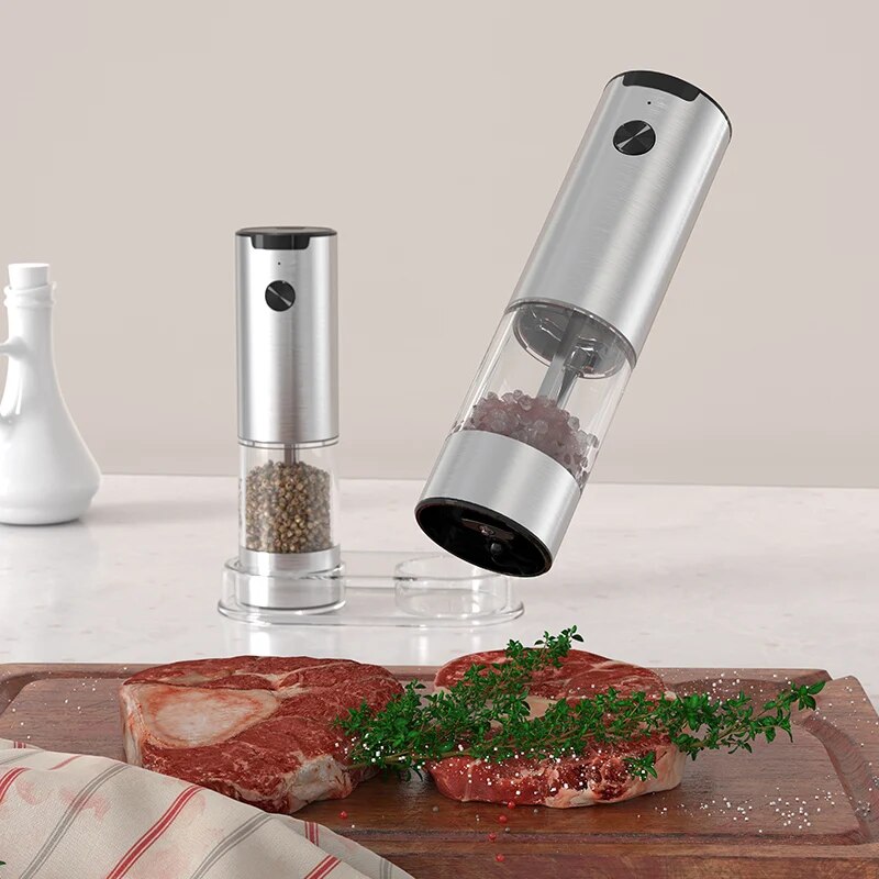 LED 조명이 있는 전기 자동 밀 후추 및 소금 연마기 - Kitchen Gadgets Smart 리뷰 및 가격