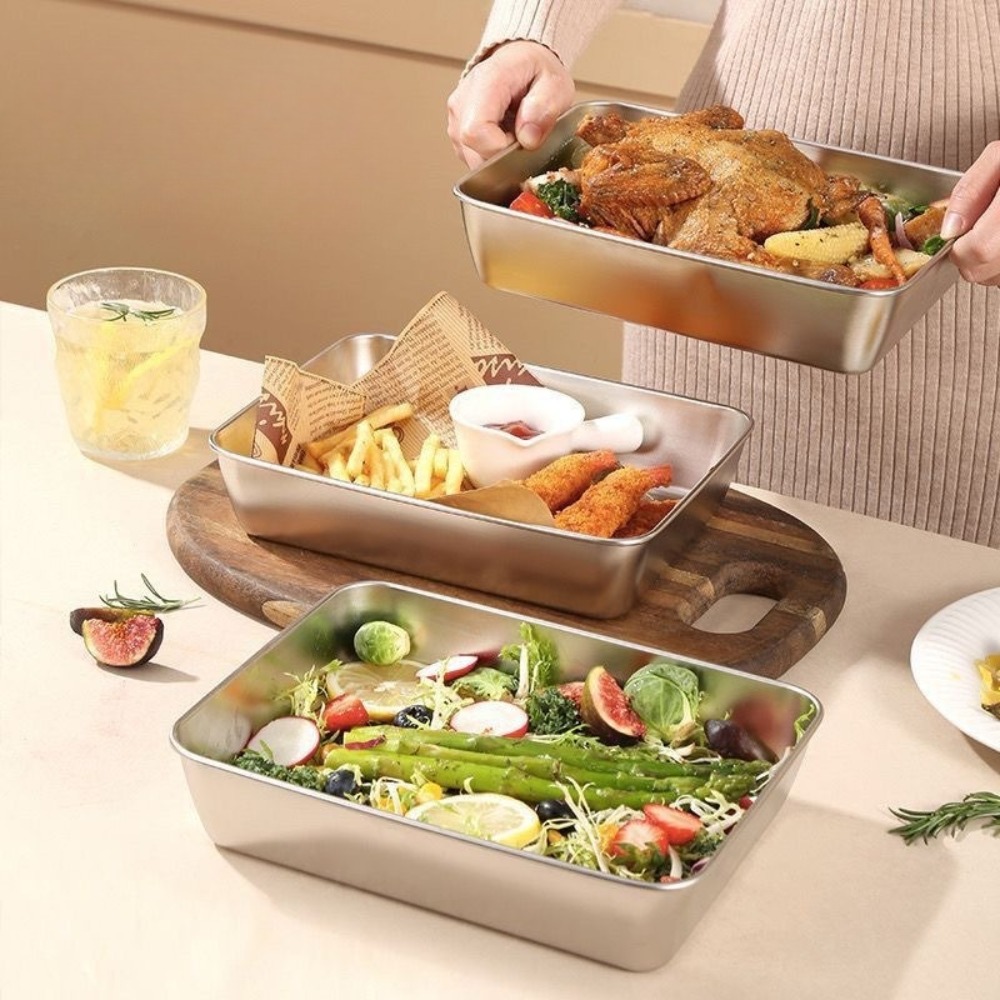 식품 등급 스테인리스 스틸 서빙 트레이(뚜껑 포함),  - Kitchen Gadgets Storage 리뷰 및 가격