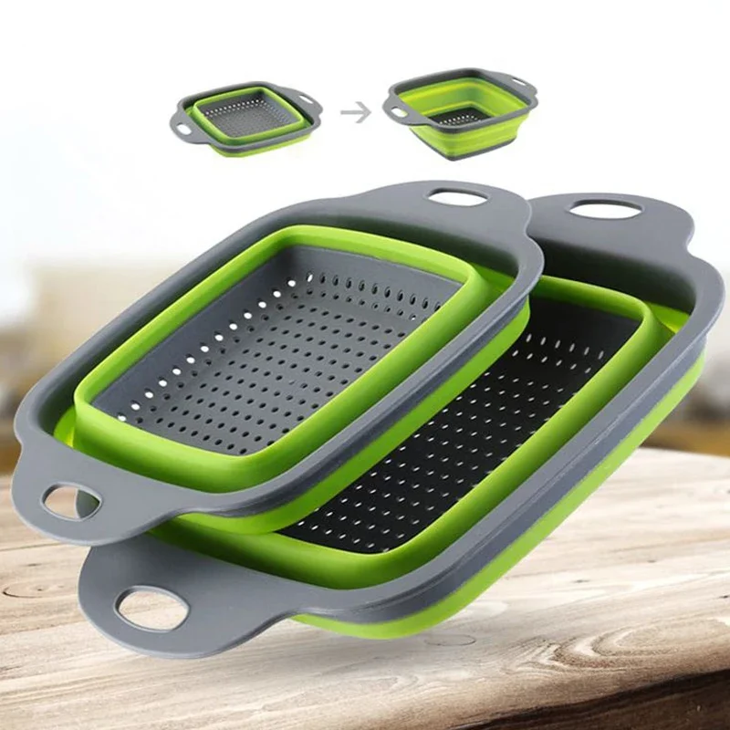 새로운 접이식 야채 세척 바구니 야채 과일 필터 휴대용 - Silicone Steamer Basket 리뷰 및 가격
