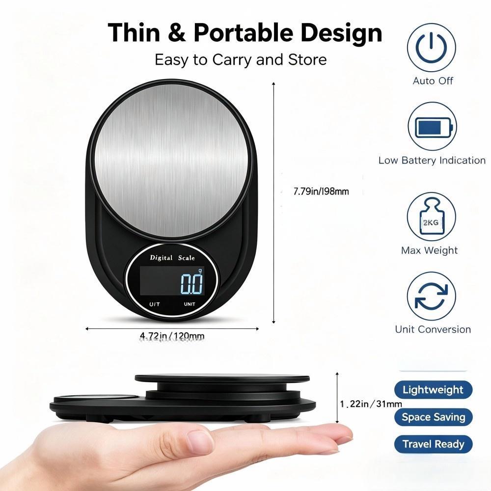 2KG 0.1g 미니 휴대용 디지털 주방 저울, 원형  - Digital Kitchen Scale 리뷰 및 가격