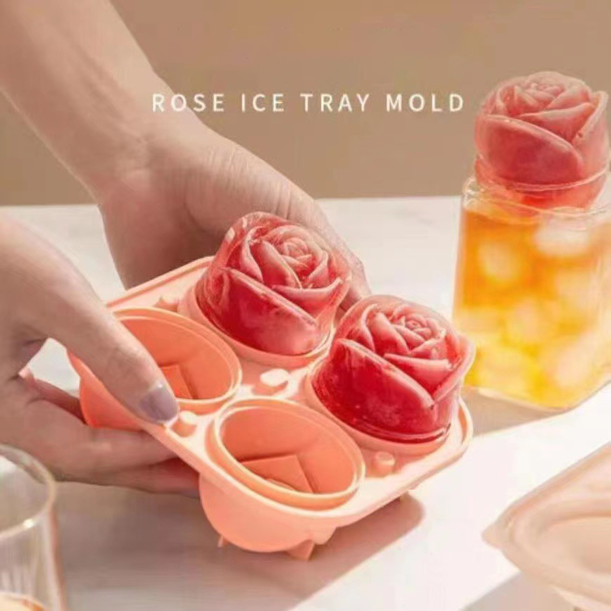 3D 장미 모양 실리콘 아이스 몰드 4구 아이스 큐브  - Kitchen Gadgets Website 리뷰 및 가격