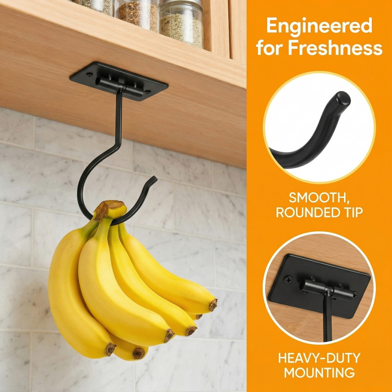 블랙 메탈 셀프 접착식 바나나 걸이 접이식 수납 랙 공 - Kitchen Gadgets Storage 리뷰 및 가격
